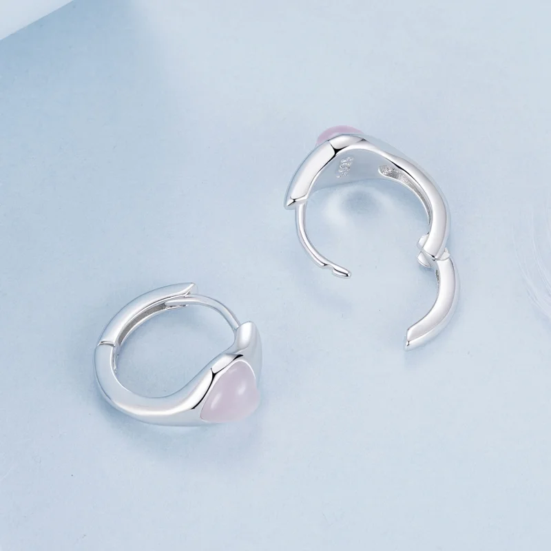 (imagem para) Brincos Coração Rosa Estilo PANDORA - BSE1000 - Visualizar 4