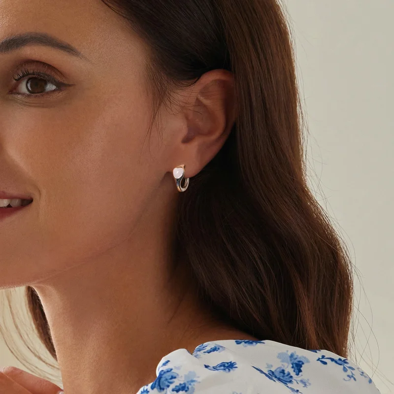 (imagem para) Brincos Coração Rosa Estilo PANDORA - BSE1000 - Visualizar 8