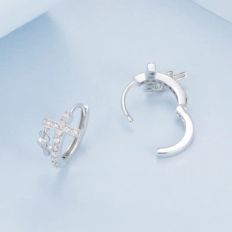 (imagem para) Brincos Cruz Estilo PANDORA - BSE1002 - Visualizar 4