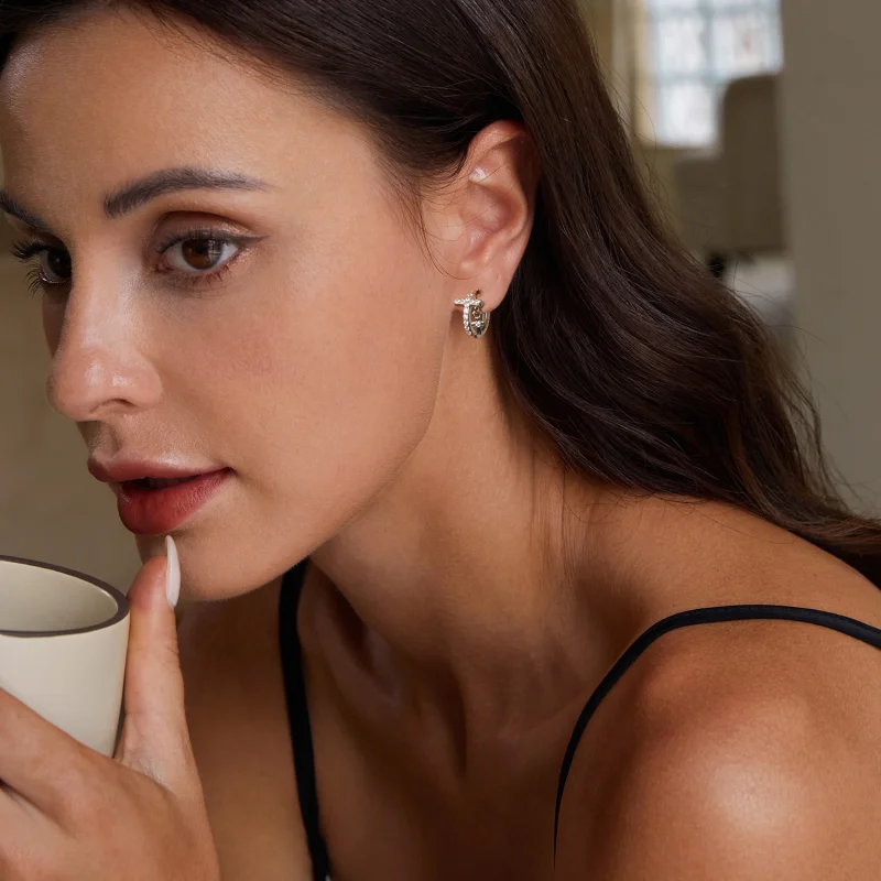 (imagem para) Brincos Cruz Estilo PANDORA - BSE1002 - Visualizar 7