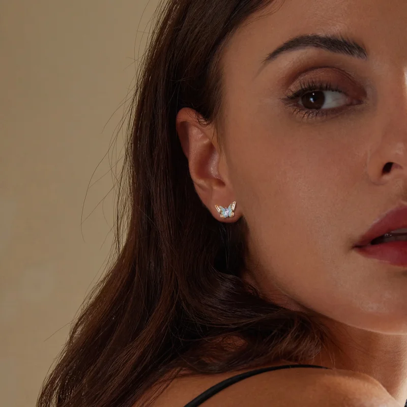 (imagem para) Brincos de Argola Borboleta Graciosa Estilo PANDORA - BSE993 - Visualizar 8