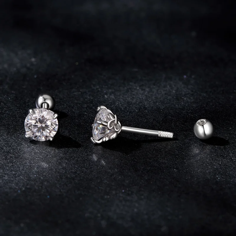 (imagem para) Brincos de Argola com Rosca e Padrão de Moissanite Estilo PANDORA (Dois Certific - Visualizar 4