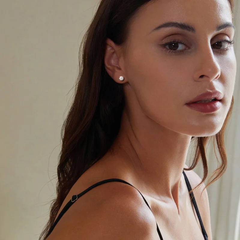 (imagem para) Brincos de Argola com Rosca e Padrão de Moissanite Estilo PANDORA (Dois Certific - Visualizar 8