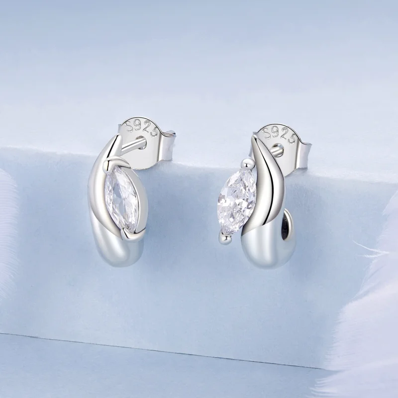 (imagem para) Brincos de Argola Simples Estilo PANDORA Marquise - BSE971 - Visualizar 2