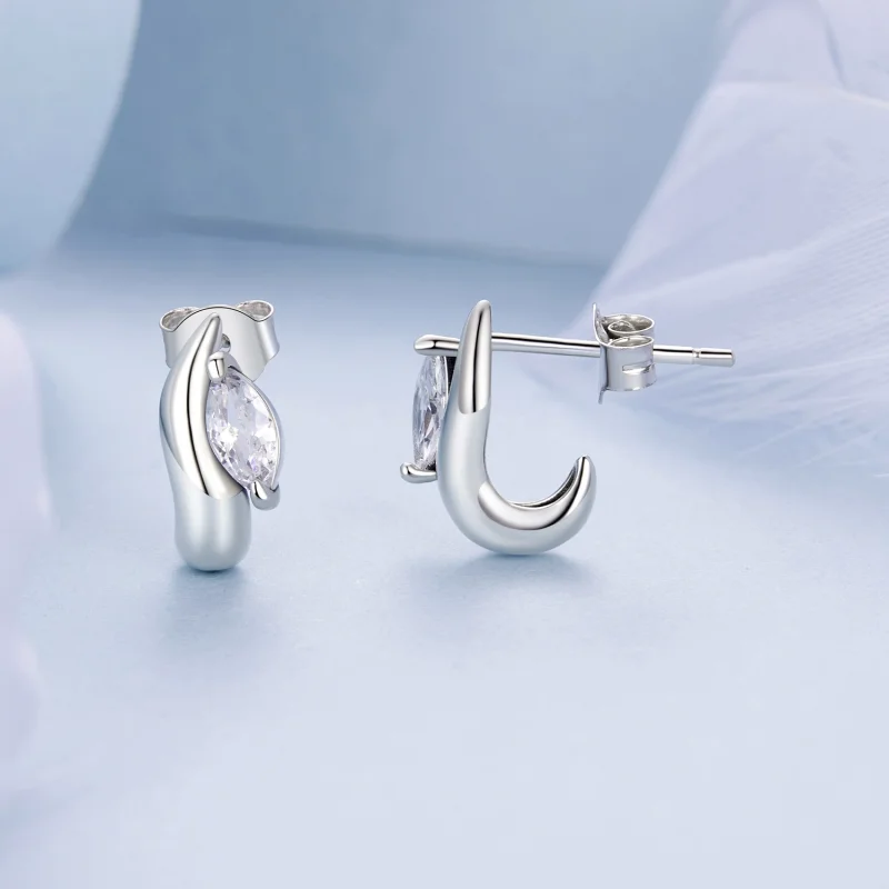 (imagem para) Brincos de Argola Simples Estilo PANDORA Marquise - BSE971 - Visualizar 4