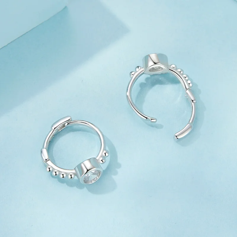 (imagem para) Brincos de Conta Simples em Prata de Lei Estilo PANDORA - SCE1731 - Visualizar 4