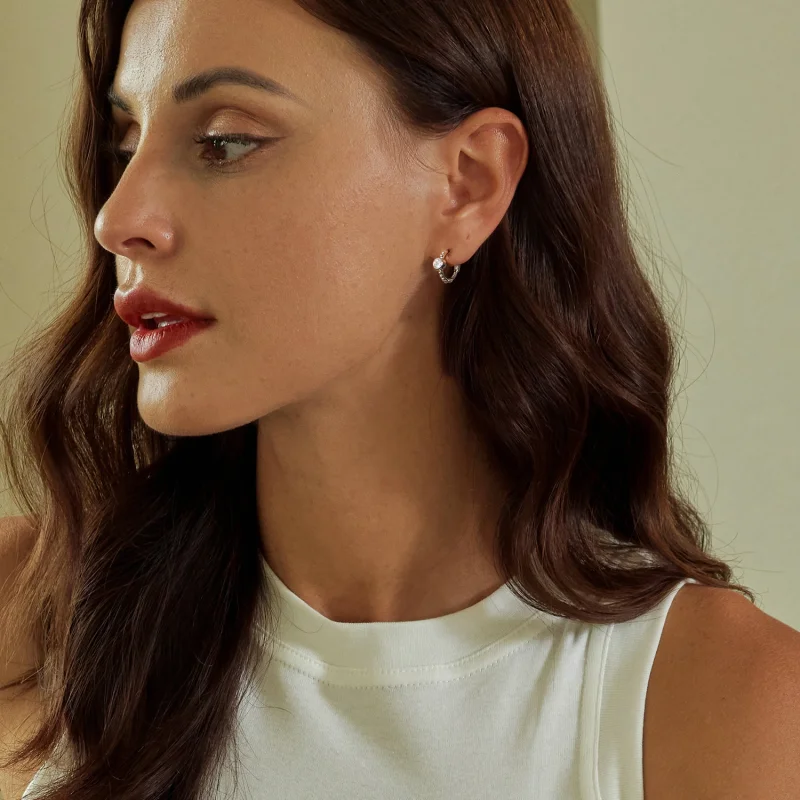 (imagem para) Brincos de Conta Simples em Prata de Lei Estilo PANDORA - SCE1731 - Visualizar 7