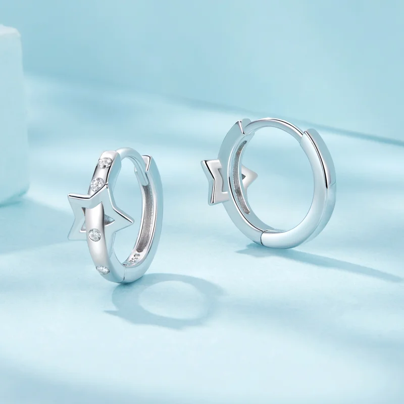 (imagem para) Brincos de Fivela em Estilo PANDORA Cinto Estrela - SCE1726 - Visualizar 3