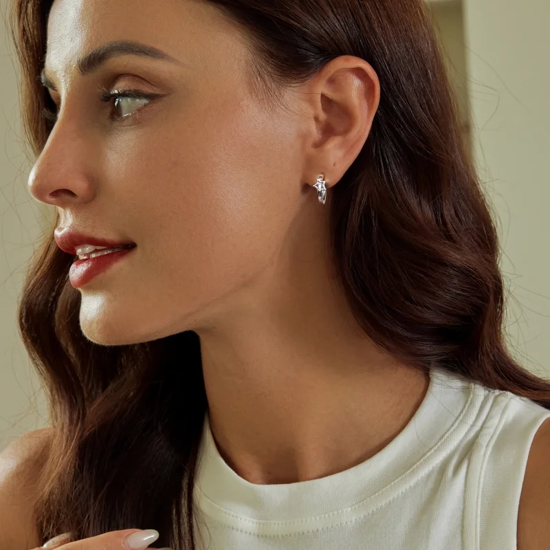 (imagem para) Brincos de Fivela em Estilo PANDORA Cinto Estrela - SCE1726 - Visualizar 7