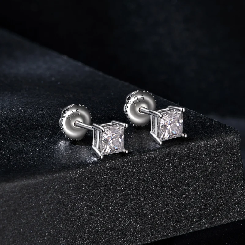 (imagem para) Brincos Estilo PANDORA com Moissanita Princesa (Dois Certificados) - MSE047-L - Visualizar 2