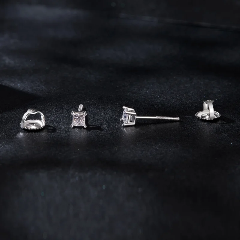 (imagem para) Brincos Estilo PANDORA com Moissanita Princesa (Um Certificado) - MSE047-S - Visualizar 4