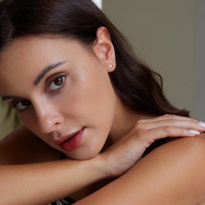 (imagem para) Brincos Estilo PANDORA com Moissanita Princesa (Um Certificado) - MSE047-S - Visualizar 7