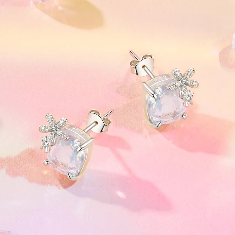 (imagem para) Brincos PANDORA Style Flor Fantasia com Pedra Principal - SCE1724 - Visualizar 3