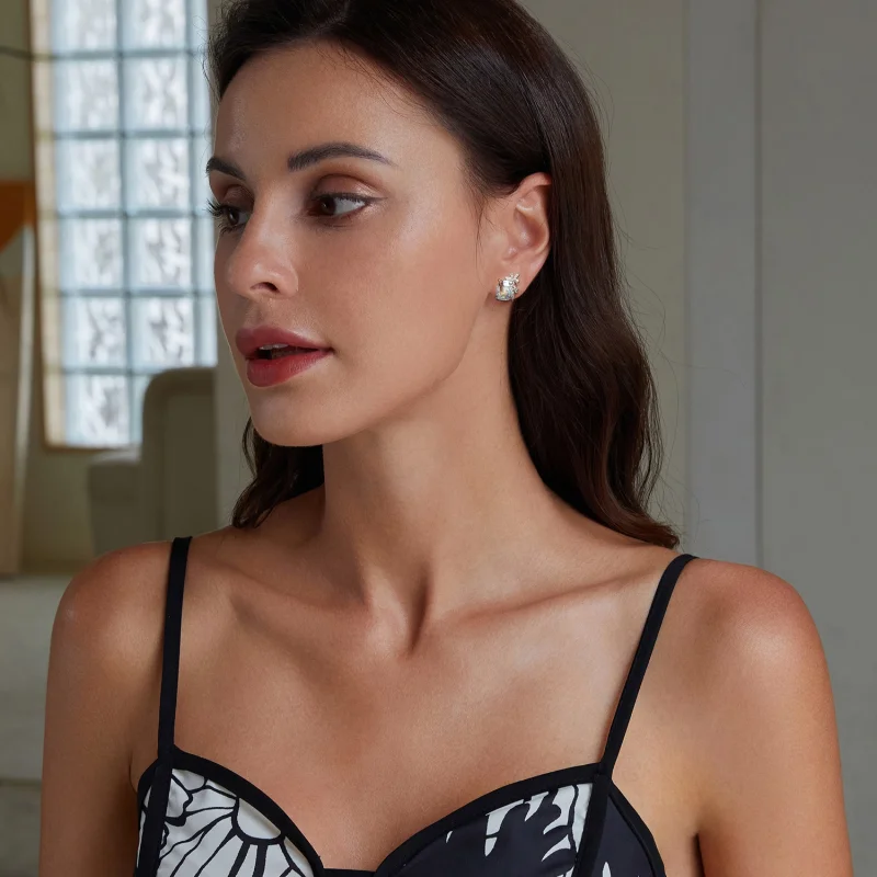 (imagem para) Brincos PANDORA Style Flor Fantasia com Pedra Principal - SCE1724 - Visualizar 8