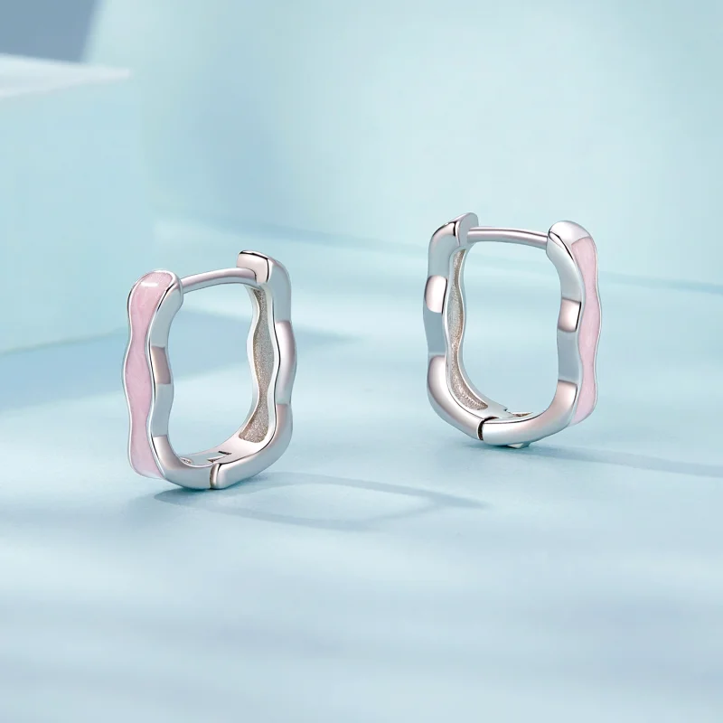 (imagem para) Brincos Quadrados Rosa Estilo PANDORA - SCE1709 - Visualizar 3