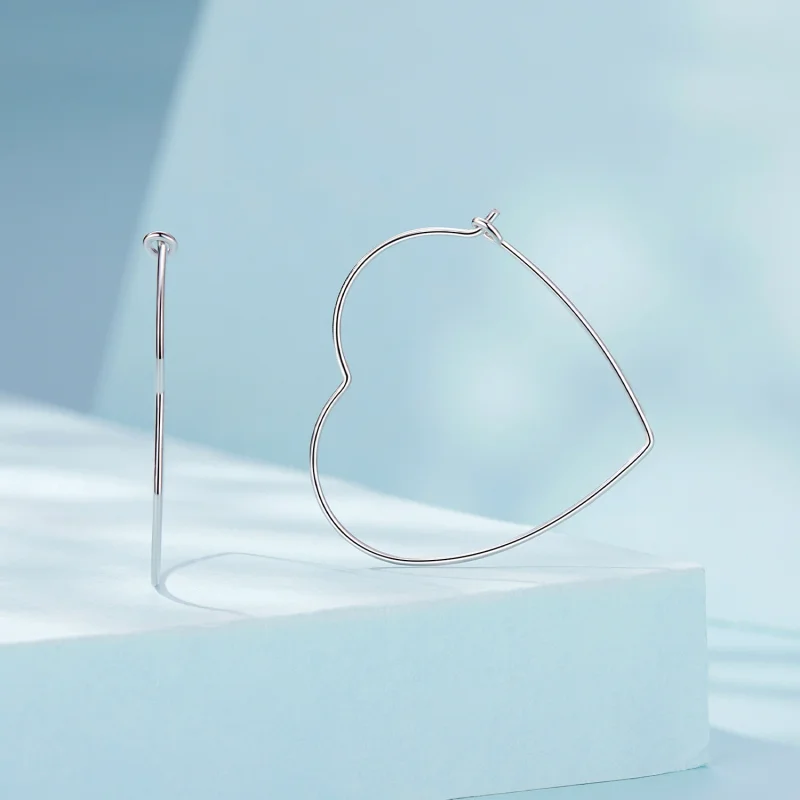 (imagem para) Brincos Simples em Formato de Coração Estilo PANDORA - SCE1711 - Visualizar 2