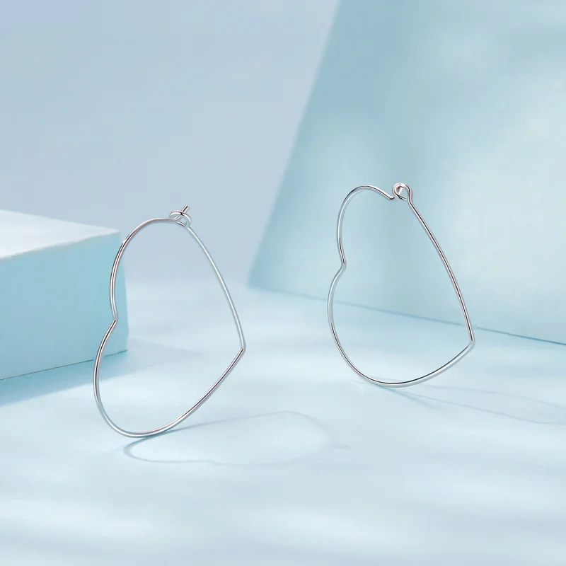 (imagem para) Brincos Simples em Formato de Coração Estilo PANDORA - SCE1711 - Visualizar 3