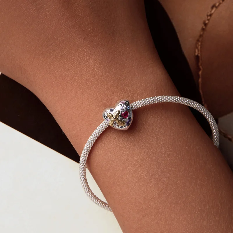 (imagem para) Charm Vintage Cruz Coração Estilo PANDORA - BSC1006 - Visualizar 7