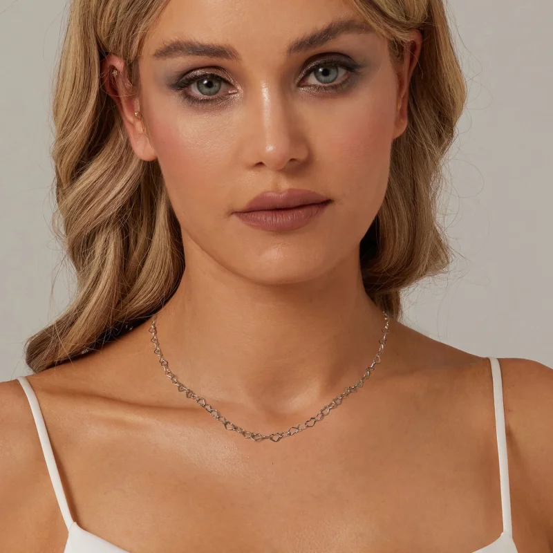 (imagem para) Colar de Corrente com Corações Estilo PANDORA - BSA005 - Visualizar 6