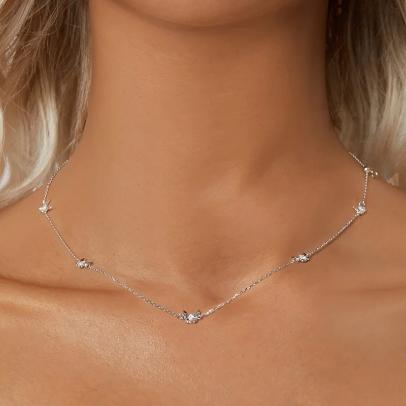 (imagem para) Colar de Corrente Estilo PANDORA Borboleta Pequena para Clavícula - BSN376 - Visualizar 5