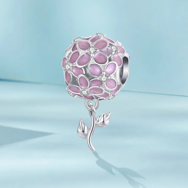 (imagem para) Contas Esféricas de Flor Rosa no Estilo PANDORA - SCC2738 - Visualizar 2