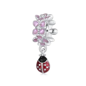 (imagem para) Pingente Separador Joaninha com Flor Estilo PANDORA - SCC2740