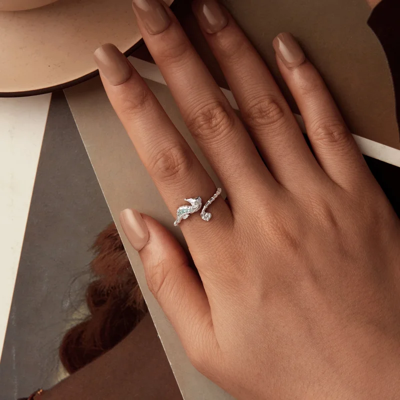 (imagem para) Anel Aberto Cavalo-Marinho Estilo PANDORA - BSR559-E - Visualizar 4