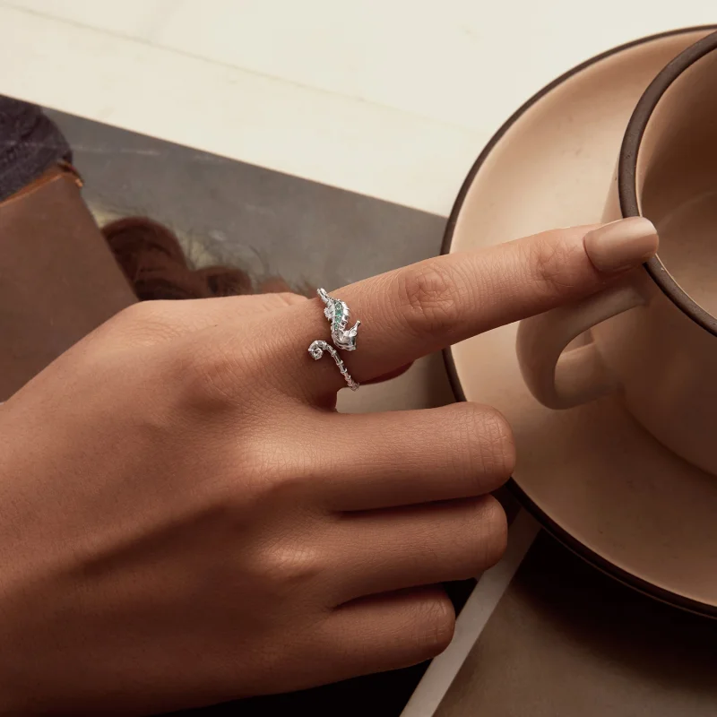 (imagem para) Anel Aberto Cavalo-Marinho Estilo PANDORA - BSR559-E - Visualizar 5