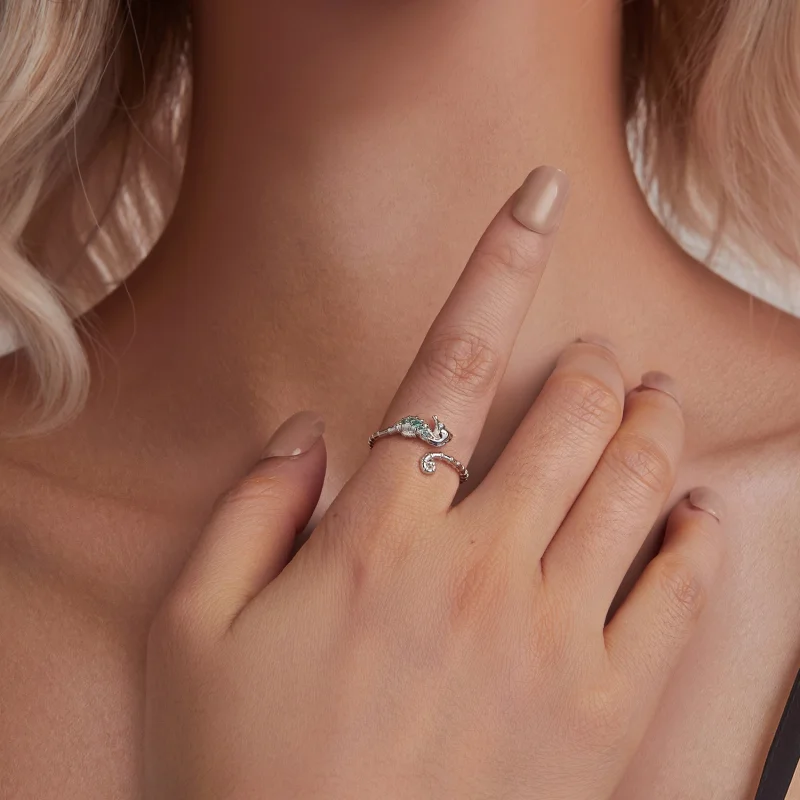 (imagem para) Anel Aberto Cavalo-Marinho Estilo PANDORA - BSR559-E - Visualizar 6