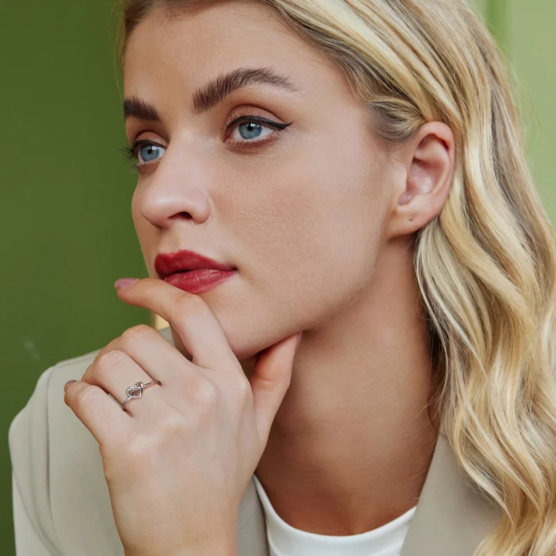 (imagem para) Anel Aberto Coração Emaranhado Estilo PANDORA - BSR565-E - Visualizar 7