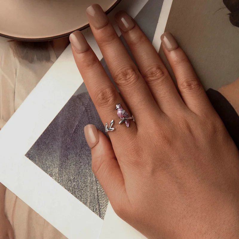 (imagem para) Anel Aberto de Papagaio Rosa Estilo PANDORA - BSR551-E - Visualizar 4