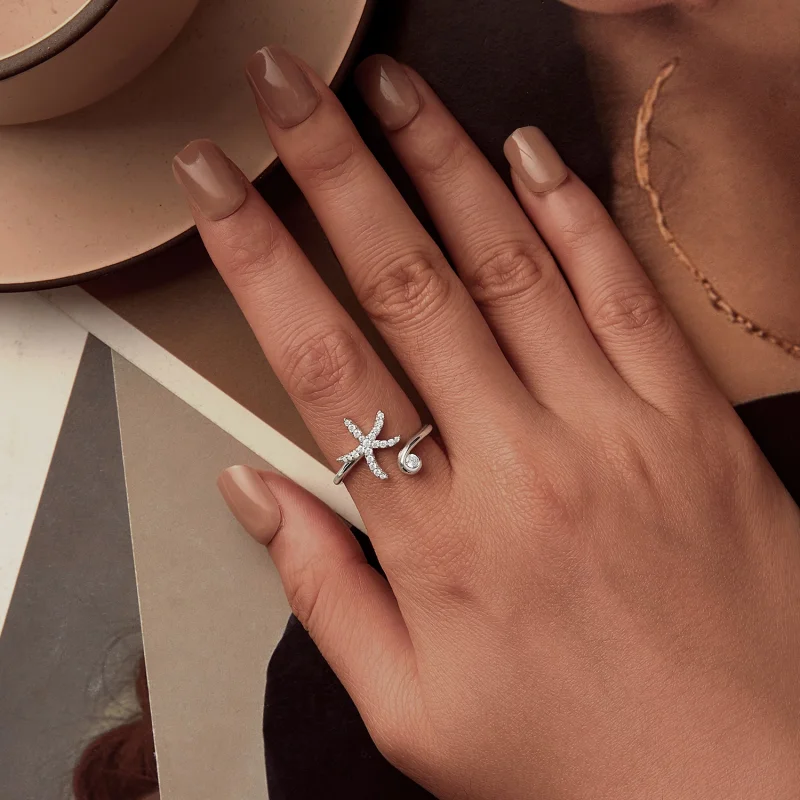 (imagem para) Anel Aberto Estrela-do-Mar Estilo PANDORA - BSR560-E - Visualizar 4