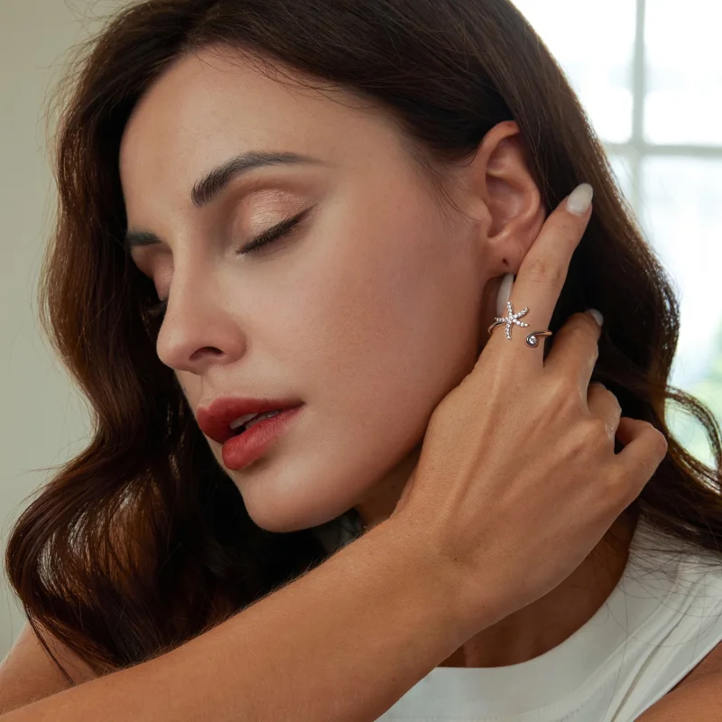 (imagem para) Anel Aberto Estrela-do-Mar Estilo PANDORA - BSR560-E - Visualizar 7