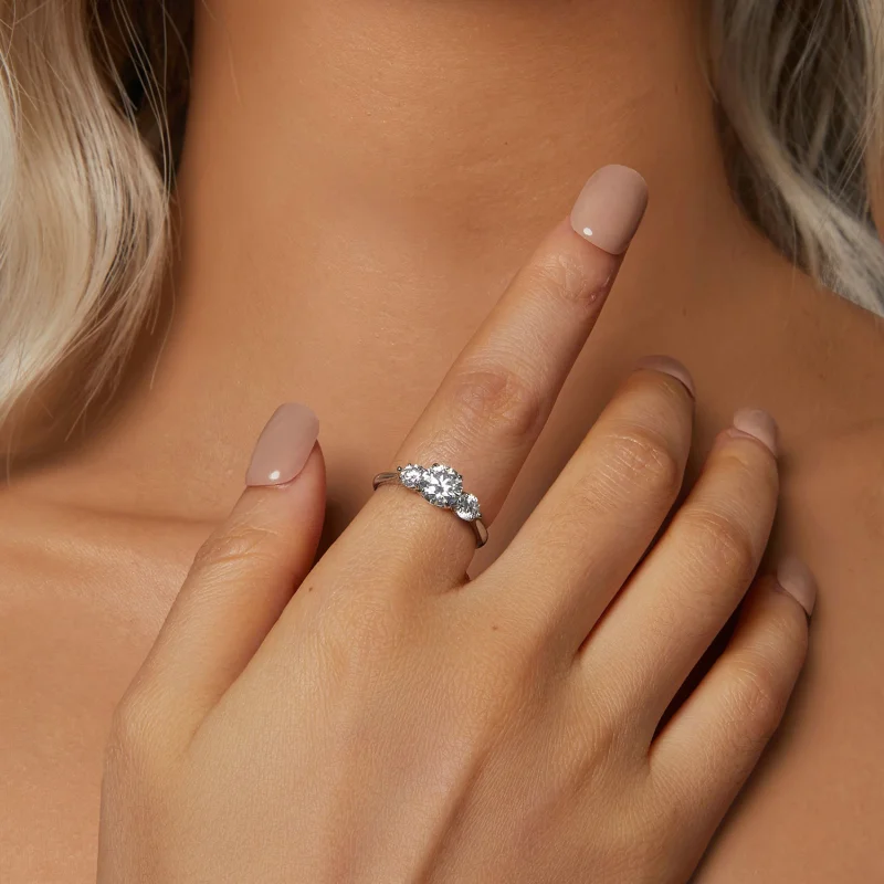 (imagem para) Anel aberto romântico estilo PANDORA com 1ct de Moissanita (com um certificado) - Visualizar 5