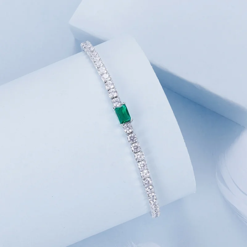 (imagem para) Bracelete Elegante de Esmeralda Estilo PANDORA - BSB179 - Visualizar 2