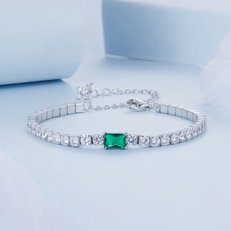 (imagem para) Bracelete Elegante de Esmeralda Estilo PANDORA - BSB179 - Visualizar 3