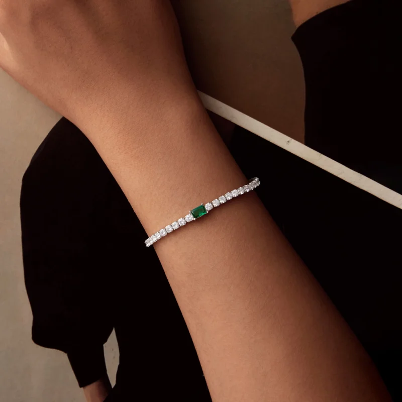 (imagem para) Bracelete Elegante de Esmeralda Estilo PANDORA - BSB179 - Visualizar 4