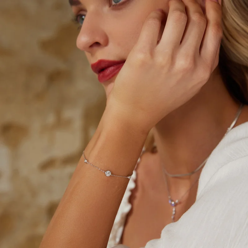 (imagem para) Bracelete Estrelado de Moissanita Estilo PANDORA (com um certificado) - MSB018 - Visualizar 7