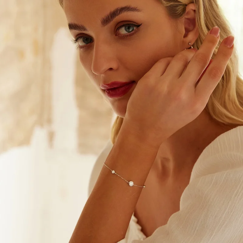 (imagem para) Bracelete Estrelado de Moissanita Estilo PANDORA (com um certificado) - MSB018 - Visualizar 8