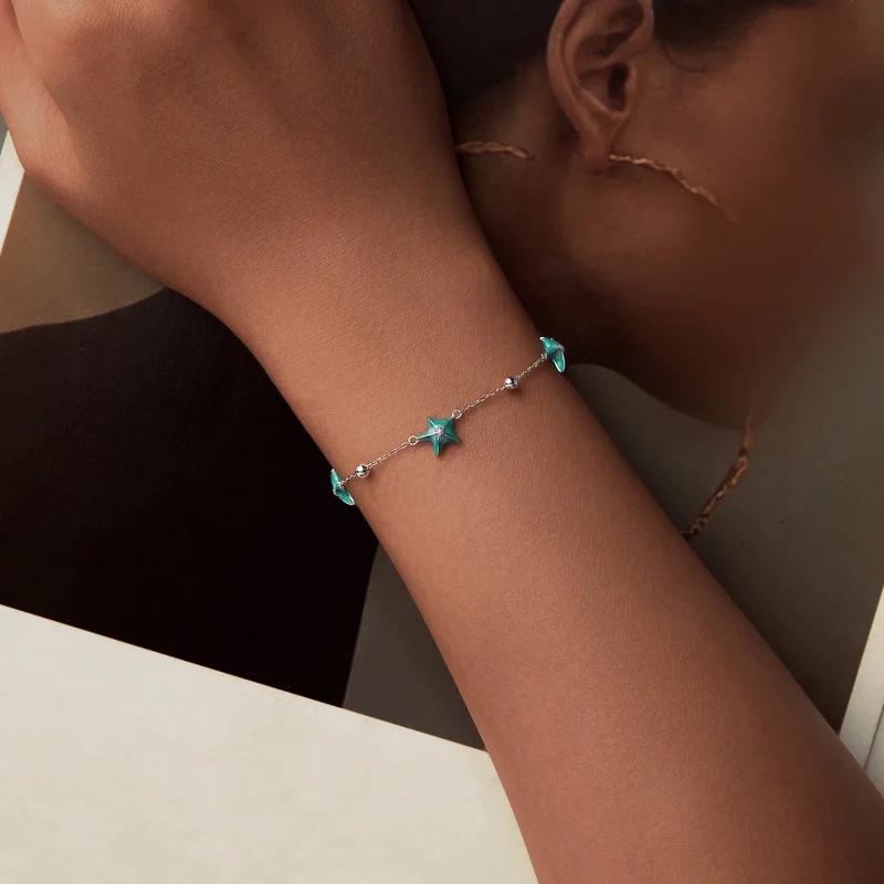 (imagem para) Bracelete PANDORA Estilo Estrela-do-Mar em Turquesa - SCB276 - Visualizar 4