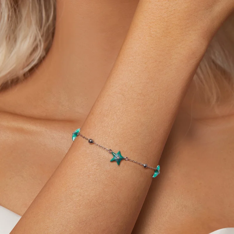 (imagem para) Bracelete PANDORA Estilo Estrela-do-Mar em Turquesa - SCB276 - Visualizar 5