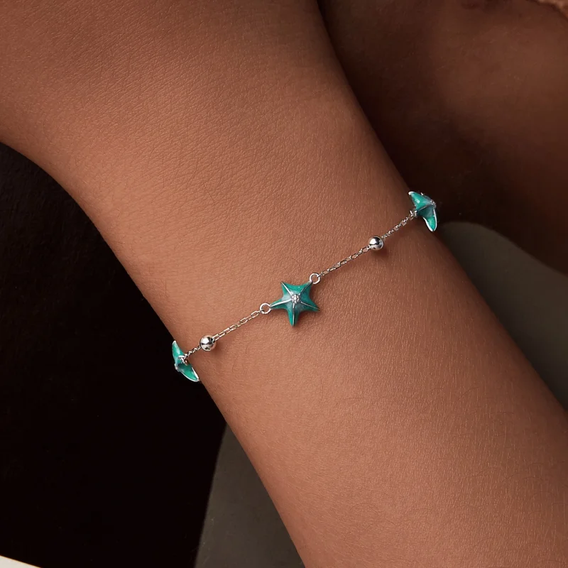 (imagem para) Bracelete PANDORA Estilo Estrela-do-Mar em Turquesa - SCB276 - Visualizar 7