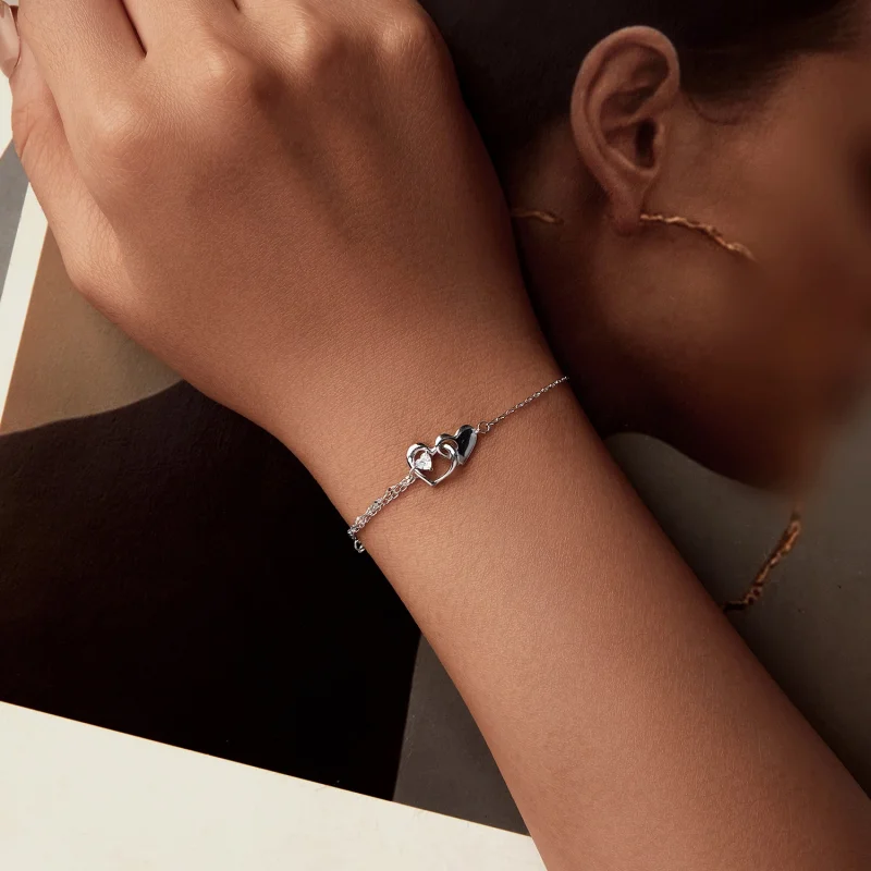 (imagem para) Bracelete PANDORA Style Coração Duplo - BSB178 - Visualizar 4