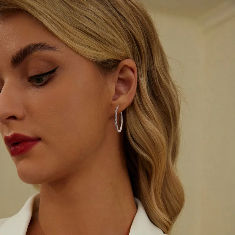 (imagem para) Brincos Brilhantes Estilo PANDORA - BSE1023-L - Visualizar 8