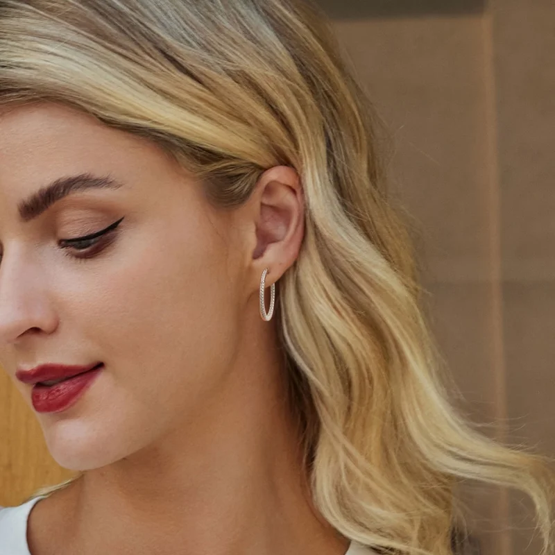 (imagem para) Brincos Brilhantes Estilo PANDORA - BSE1023-M - Visualizar 7