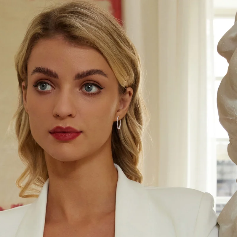 (imagem para) Brincos Brilhantes Estilo PANDORA - BSE1023-M - Visualizar 8