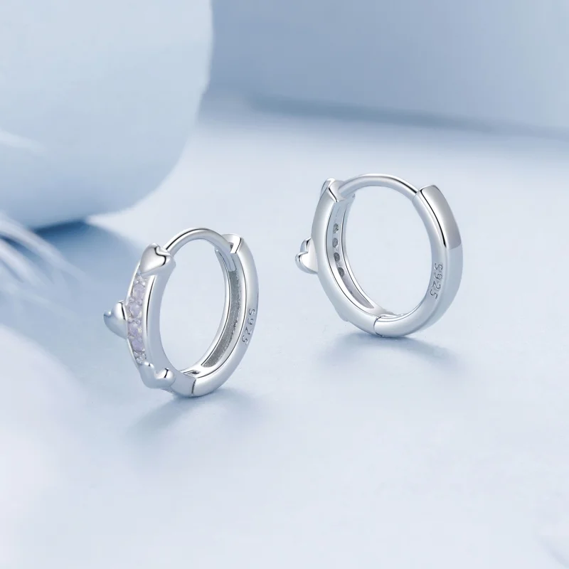 (imagem para) Brincos Coração Rosa Estilo PANDORA - BSE1018 - Visualizar 3