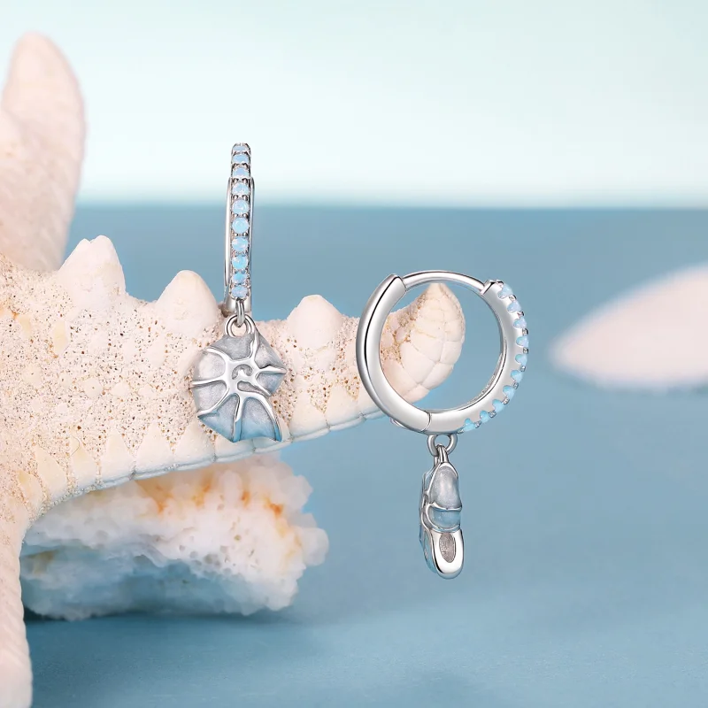 (imagem para) Brincos de concha azul estilo PANDORA - BSE1012 - Visualizar 3