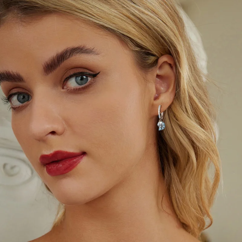 (imagem para) Brincos de concha azul estilo PANDORA - BSE1012 - Visualizar 8