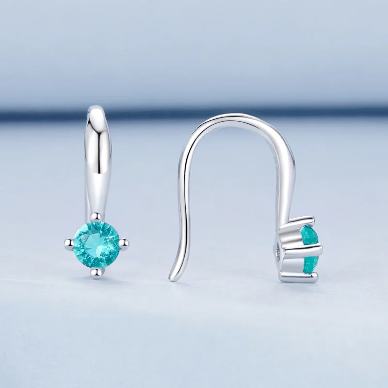 (imagem para) Brincos de Gancho Verde Estilo PANDORA - BSE1029 - Visualizar 2